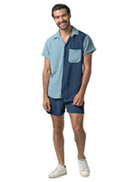 Conjunto de Camisa y Short Bi-Color Azul